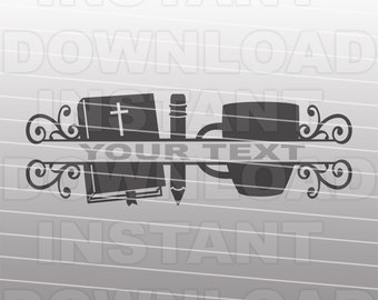 Estudio bíblico cristiano Monograma dividido con archivo SVG de filigrana, Diario bíblico SVG -Uso comercial y personal- Cricut,Silhouette Cameo,Vinilo