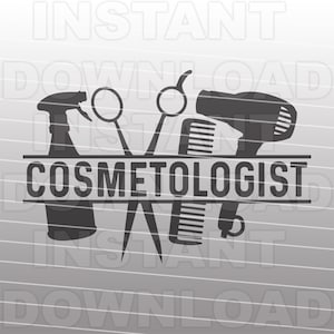 Cosmetologist Logo Design with Hair Dryer SVG File -Vector Clipart Commercial & Personal Use- Cricut,Cameo,Silhouette,svg for Vinyl