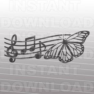 Musik Noten Monarchfalter SVG-Datei, Musiker SVG-Vector Art Schneidevorlage kommerziellen und persönlichen Gebrauch- Cricut,Cameo,Silhouette,cut Datei