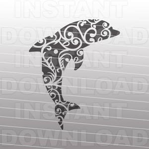 Swirly Flourish Dolphin SVG-Datei, florale dekorative Delfin SVG - kommerzielle und persönliche Gebrauch - Vektor svg für Cricut, Silhouette, digital cut file