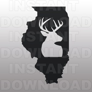 Illinois State Deer Hunting SVG-bestand - Commercieel en persoonlijk gebruik - Vector Art SVG voor Cricut, Silhouette Cameo, opstrijkbare vinyl shirt sticker ontwerp