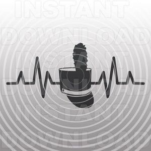May include: A black and white graphic design featuring a cactus in a pot, integrated into a heartbeat line. The background has concentric circles and the words "INSTANT DOWNLOAD".