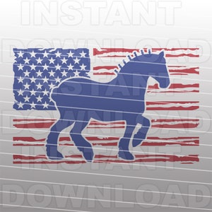 Equestrian Clydesdale Horse SVG File,Patriotic Clydesdale USA Vintage Flag SVG -Commercial & Personal Use- Cricut,Silhouette Cameo,Vinyl svg
