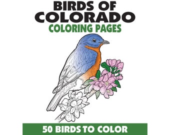 50 Birds of Colorado Coloring Pages Book,Birdwatching Coloring Pages,Adults + Kids,Instant Download,Printable PDF,Animals + Nature