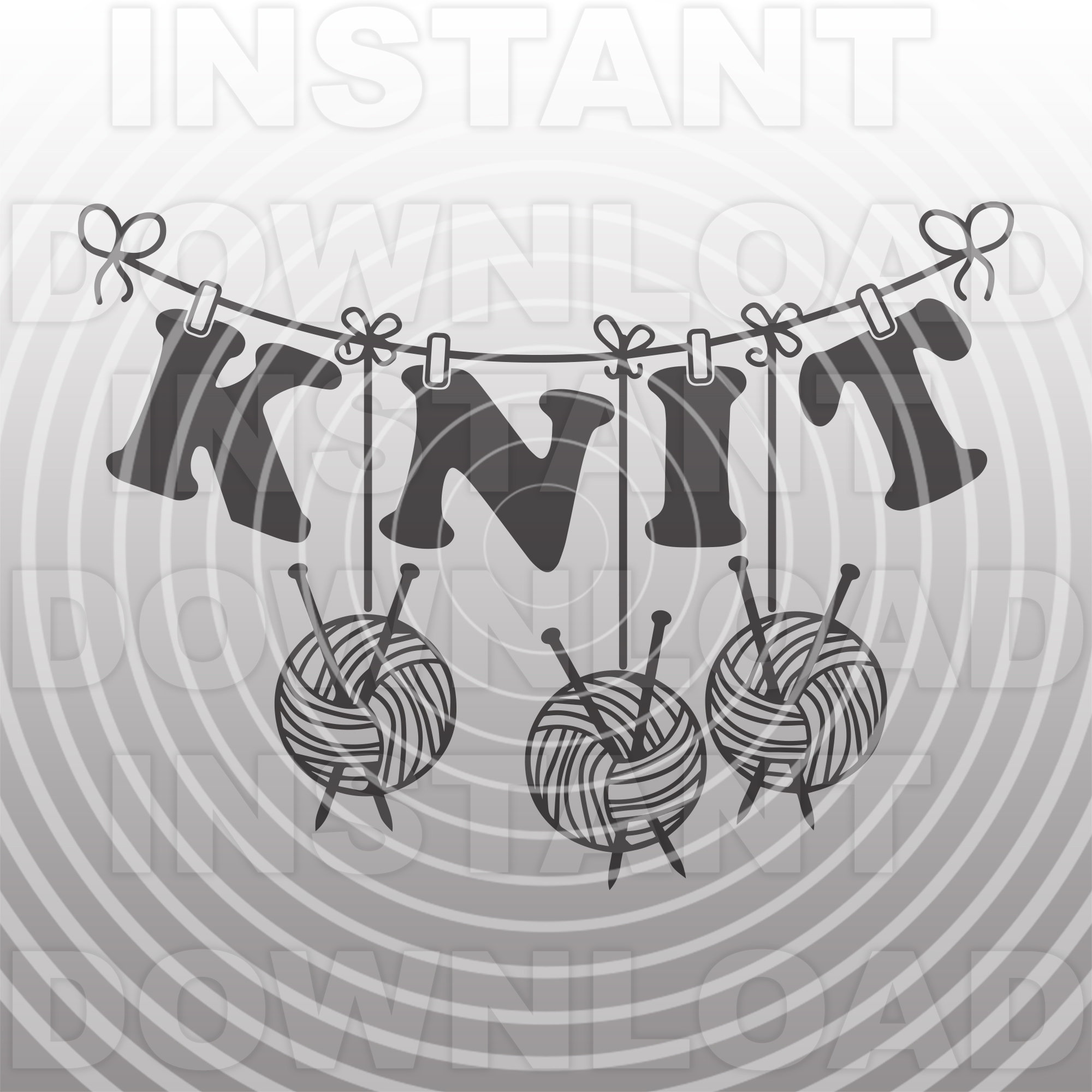 Knit With Clothesline SVG File,knitting Svg,knitting Needles SVG ...