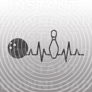 Heartbeat Pulse EKG Bowling SVG File,Bowling Pin svg,Bowling Ball svg,svg File for Cricut,svg File for Silhouette -Commercial & Personal Use