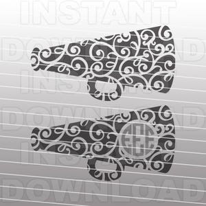Cheer Megaphone with Flourish SVG File -Vector Art- Commercial/Personal Use- svg file for Cricut,svg file for Silhouette,vinyl cutting