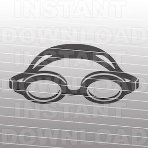 May include: Black and white silhouette of a pair of swimming goggles.