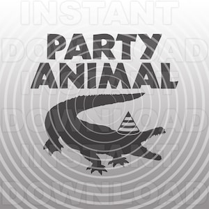 Party Animal Alligator Birthday SVG File, Kids Safari SVG, Alligator with Party Hat svg -Commercial & Personal Use Cricut, Cameo, Silhouette