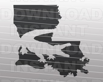 Luisiana con archivo SVG Alligator, Alligator Hunter SVG, Gator SVG -Uso personal/comercial- cricut svg,silhouette svg,vector svg,calcomanía de vinilo