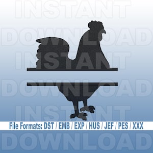 Chicken  Livestock Split Monogram Machine Embroidery Design Download,Filled Stitch,4X4 Hoop,PES File,JEF File,hus File,dst File,exp File
