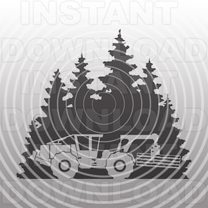 Holzschnitt Skidder SVG-Datei, Holzstamm Skidder SVG, Waldszene SVG - Vektorkunst kommerzielle/persönliche Nutzung - Cricut, Silhouette, Cameo, Vinyl Aufkleber, Vinyl Cut