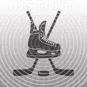 Hockey Ice Skates SVG File,Crossed Hockey Sticks,Hockey Puck SVG,Vector Art,Commercial & Personal Use,Cricut,Silhouette Cameo,Vinyl Decal