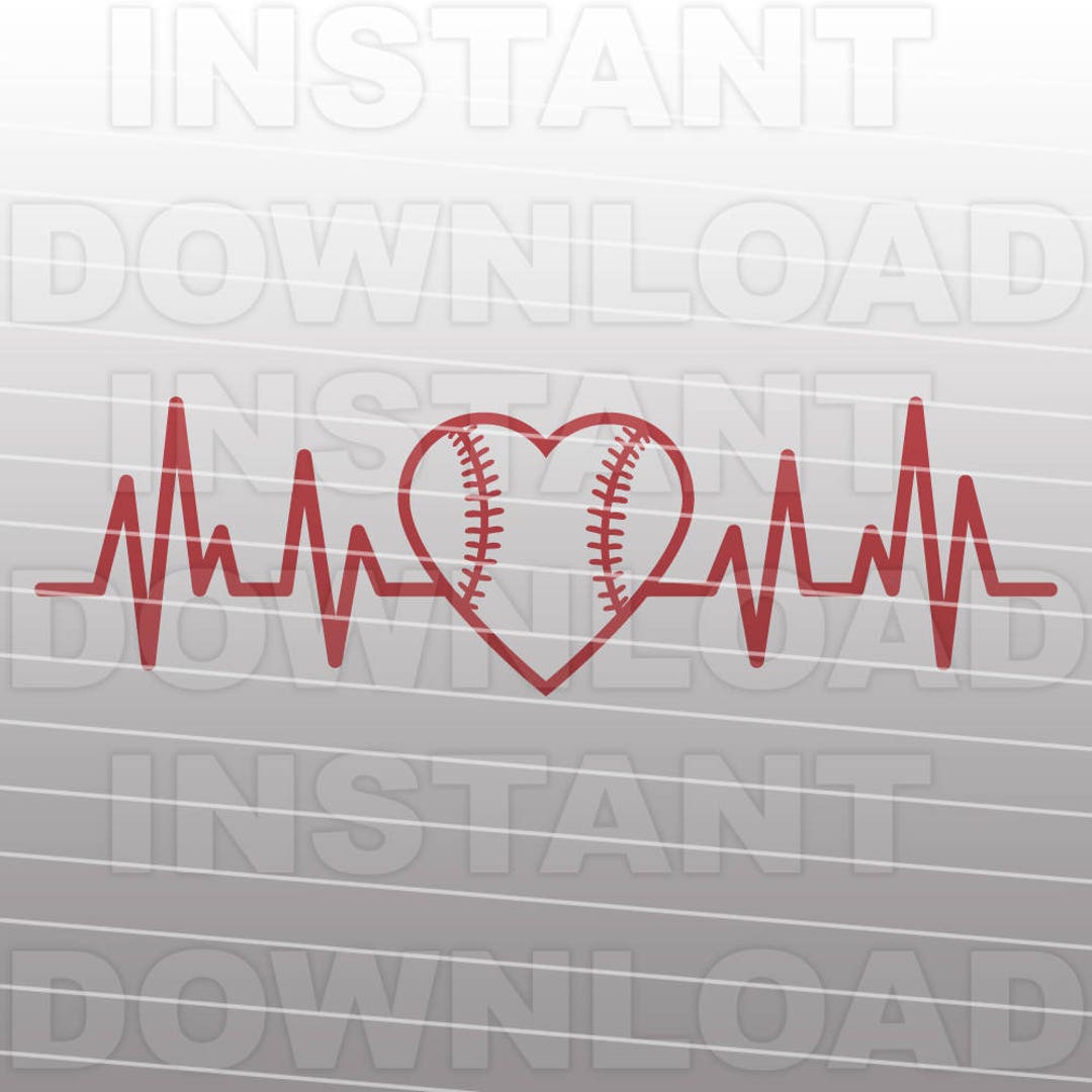 Softball Heartbeat SVG File,softball EKG SVG File,cut File,vector Clip