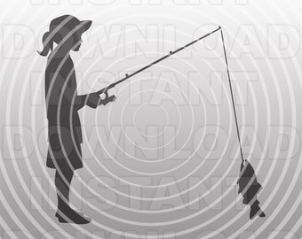 Girl Fishing SVG File,Grand Daughter Fishing SVG File -Vector Art Commercial & Personal Use- Cricut,Cameo,Silhouette,Vinyl Cut,Iron On Vinyl