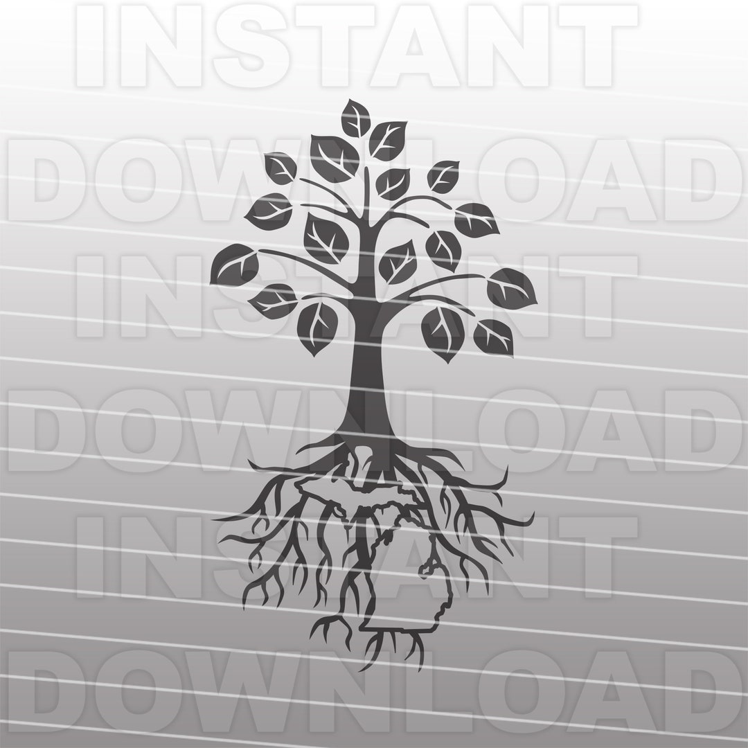 Tree With Michigan Map Roots SVG File,michigan Outline SVG -vector ...