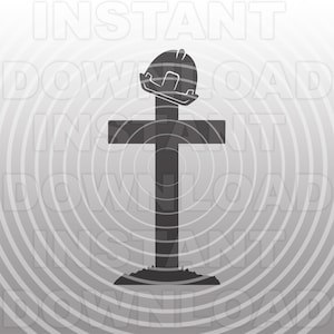 Bouwhelm met Christian Cross Memorial SVG-bestand - Vector kunst commercieel en persoonlijk gebruik - Cricut, Silhouette Cameo, vinyl decal