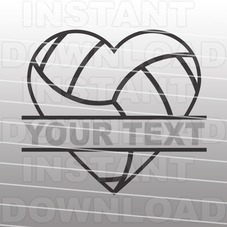 Download Volleyball Heart Split Monogram SVG File Cutting Template ...