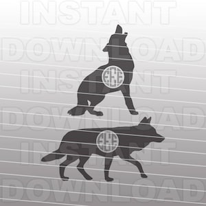 Coyote Monogram SVG File,Howling Coyote SVG File-Cutting File-Vector Clip Art for Commercial & Personal Use-Cricut,Cameo,Silhouette,vinyl