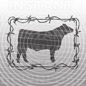Fil de fer barbelé Steer fichier SVG, bétail SVG, svg de vache, ferme Animal SVG-Vector Art pour Commercial & Personal Use-Cricut, Cameo, Silhouette, Cut File