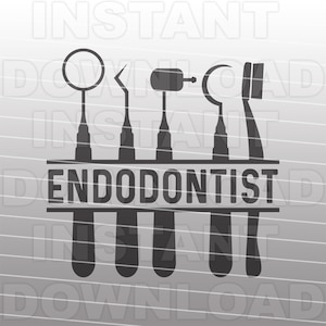 Endodoncista con herramientas dentales Archivo SVG, Dentista SVG, Root Canal svg -Vector Art Uso comercial/personal- Cricut,Silhouette Cameo,svg para vinilo
