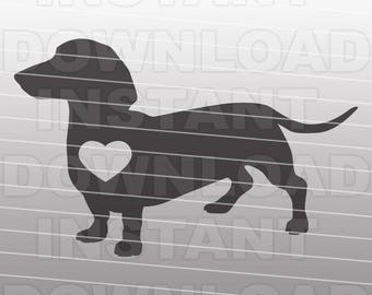 Daschund Heart SVG,Weiner Dog Heart SVG File-Cutting Template-Vector Clip Art for Commercial/Personal Use-Cricut,Cameo,Silhouette,Cut File