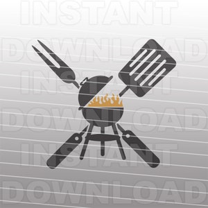 BBQ Grill with Fork Spatula SVG File,Barbecue SVG,Grilling svg, -Commercial/Personal Use- Cricut,Silhouette,Cameo,Iron on Vinyl,Vinyl Decal