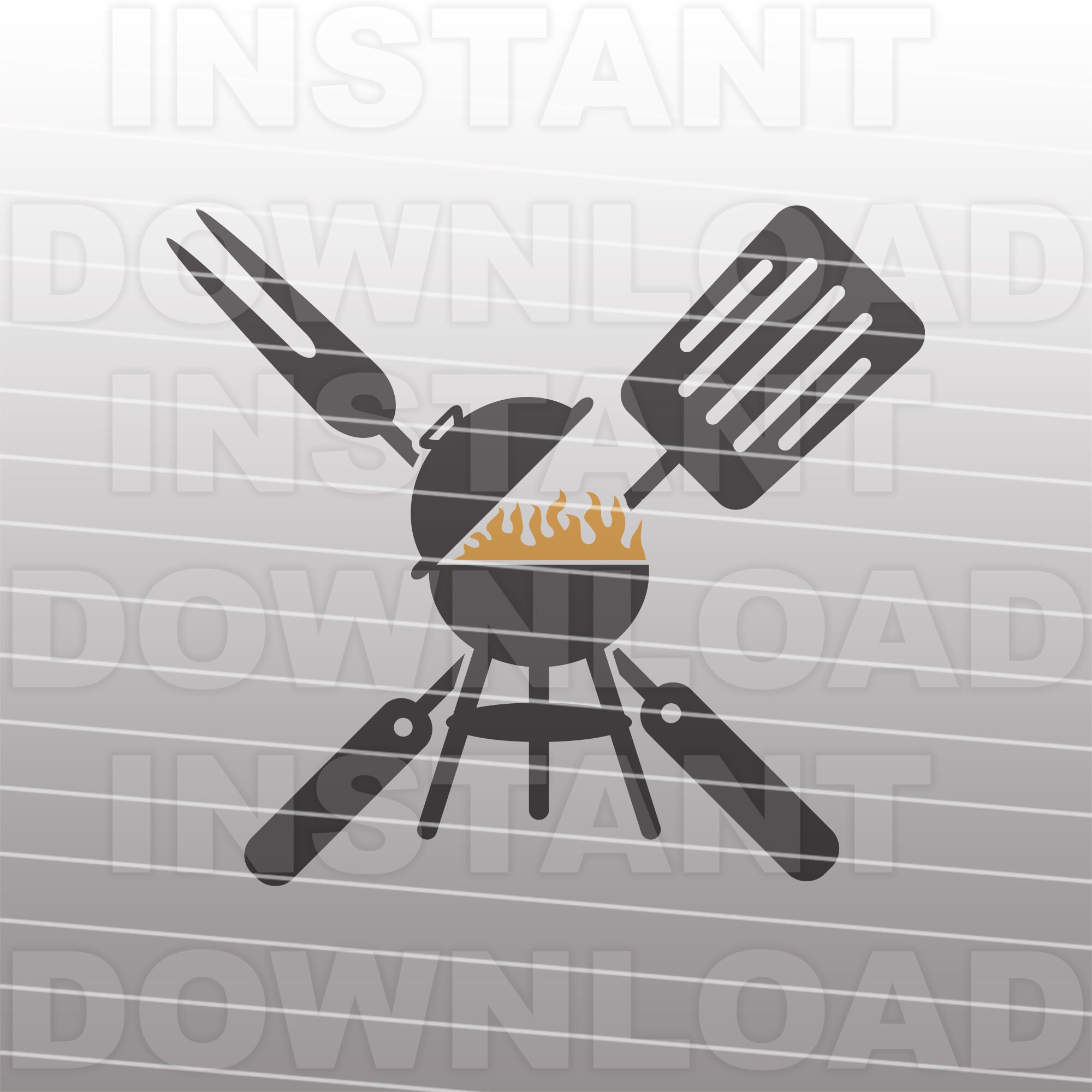BBQ Grill with Fork Spatula SVG FileBarbecue SVGGrilling | Etsy