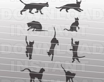 Halloween Cat Silhouettes-SVG File Cutting Template-Clip Art for Commercial-Personal Use-vector art file for Cricut,SCAL,Cameo,Decal,Vinyl