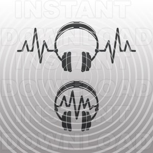 Fones de ouvido Heartbeat Pulse EKG Strip Arquivo SVG - Arte vetorial Comercial e uso pessoal - arquivo svg para Cricut, arquivo svg para Silhouette, corte de vinil