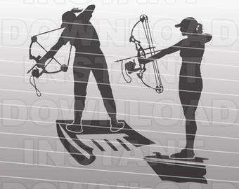 Bowfishing Woman SVG File,Woman Fishing SVG File,Bow Fishing SVG-Vector Clip Art for Commercial & Personal Use-Cricut,Cameo,Silhouette,Vinyl