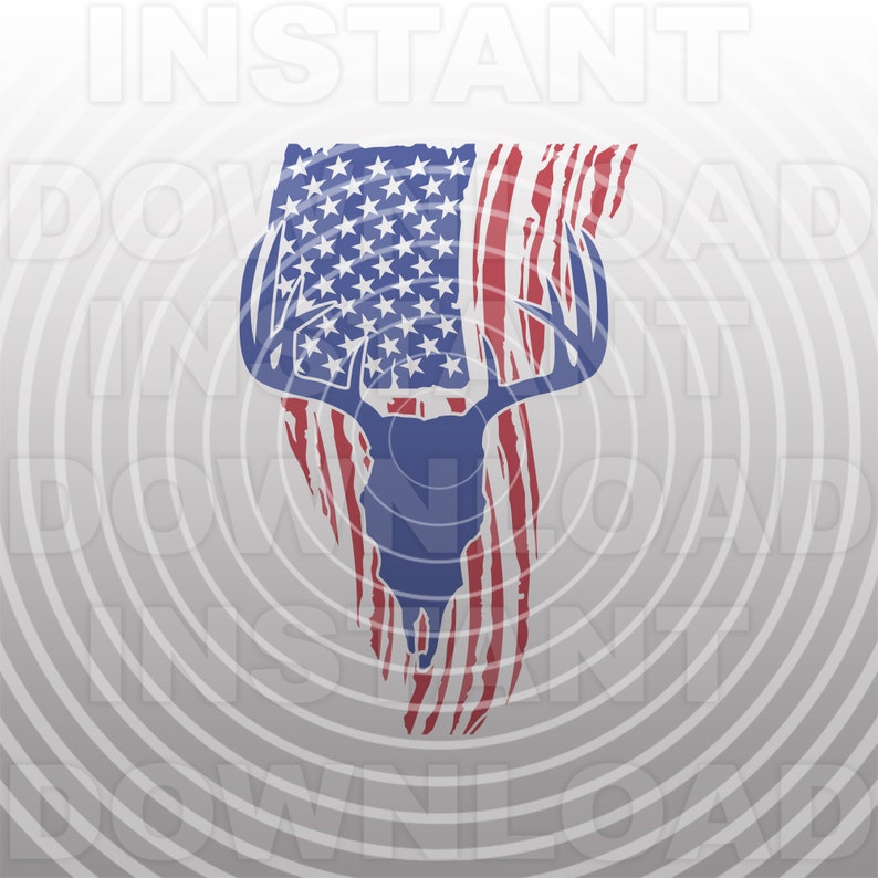 Download Patriotic Deer Skull SVG FileTattered Distressed USA Flag ...
