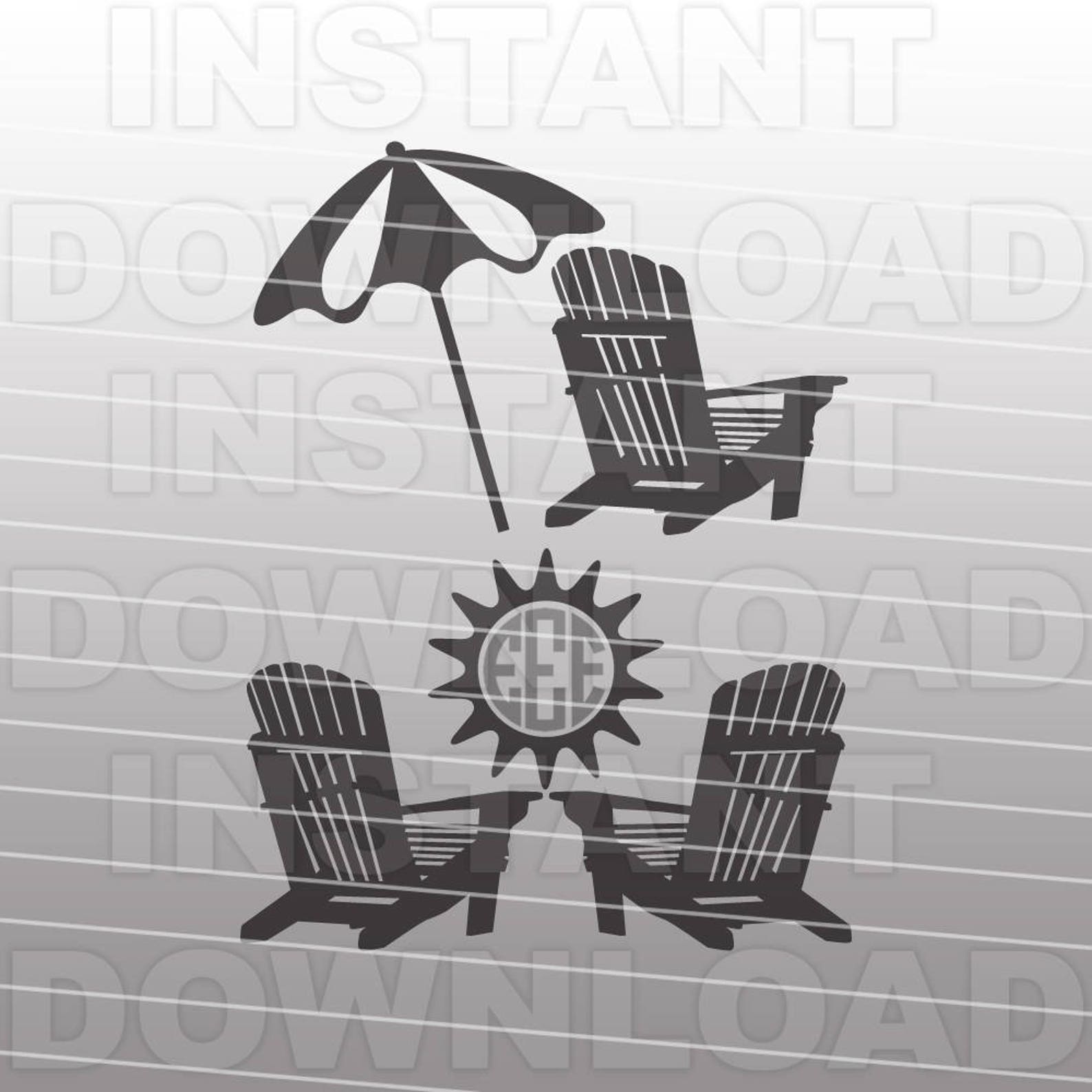 Adirondack Chairs SVG File,beach Monogram SVG File-cutting Template ...