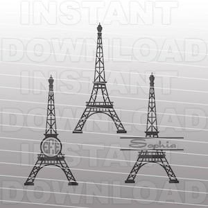 Tour Eiffel fichier SVG, Paris France monogramme SVG - pour usage Commercial et personnel - Vector Art, Cricut, Silhouette camée, vinyle Design, fer sur htv