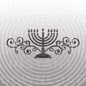 Chanukah Menorah avec Flourish SVG File, svg juif, Hanukah svg, Menorah SVG Cut File -Vector art for Commercial & Personal Use, vinyl cut