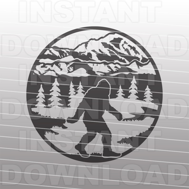 Download Bigfoot SVG FileBigfoot Mountain Forest Scene SVGSasquatch ...