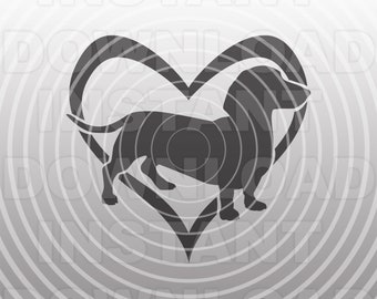 Daschund Heart SVG File,Weiner Dog Heart SVG File -Vector Art for Commercial/Personal Use- For Cricut,Cameo,Silhouette,Cut File,Vinyl Decal