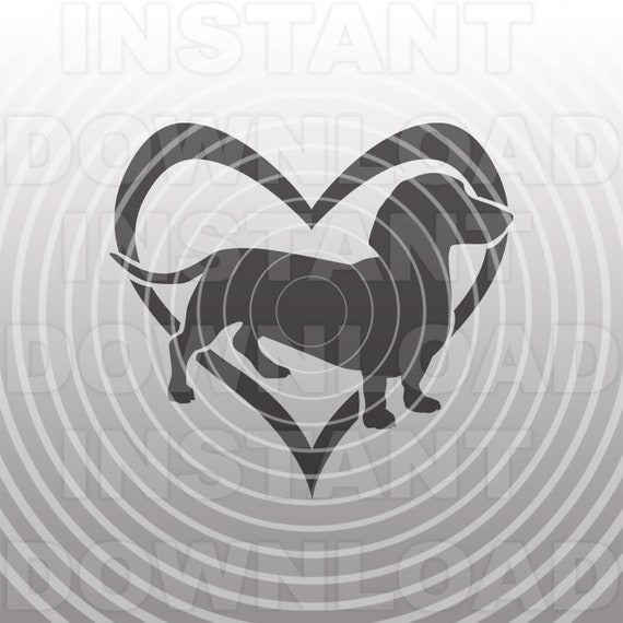Daschund Heart Svg Fileweiner Dog Heart Svg File Vector Art Etsy