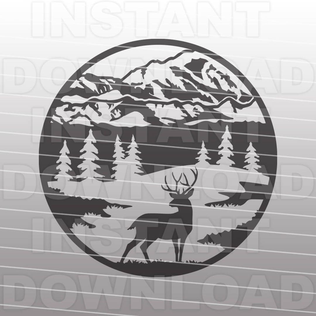 Rustic Mountain Deer Hunting Buck SVG File -commercial & Personal Use ...