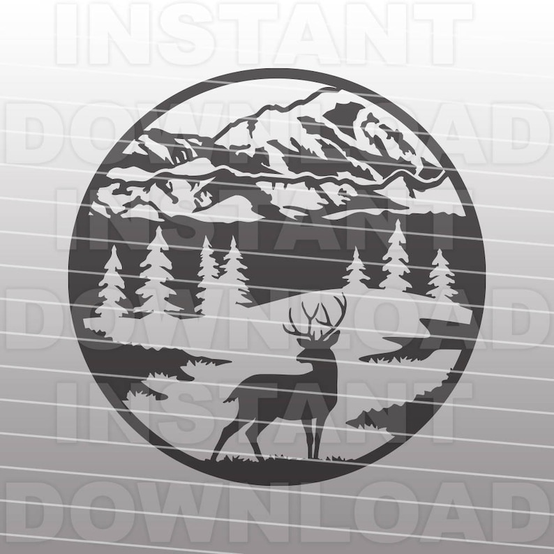 Download Rustic Mountain Deer Hunting Buck SVG File Commercial & | Etsy