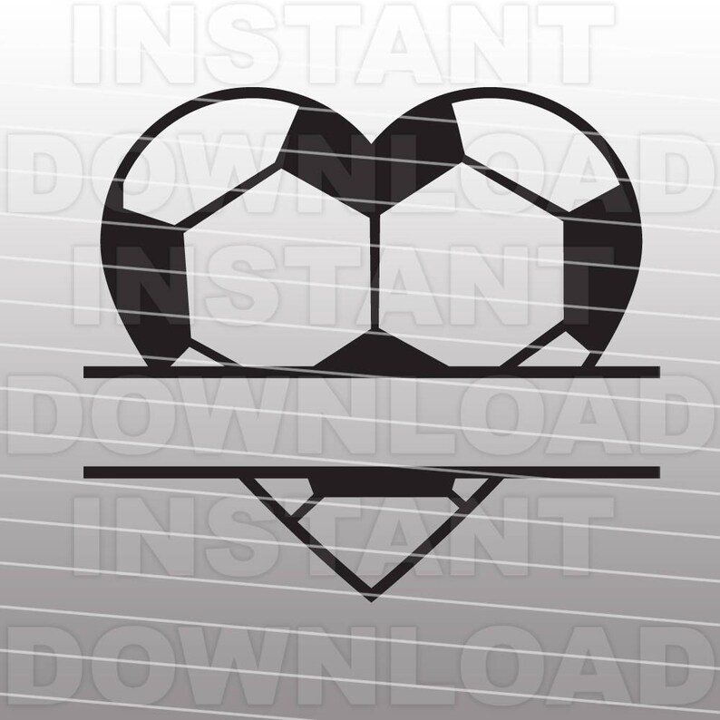 Download Soccer Ball Heart Split Monogram SVG File Cutting | Etsy