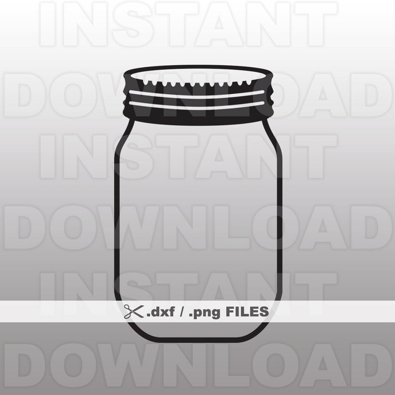 May include: Black and white silhouette of a mason jar with a lid. The jar is empty and has a simple design.