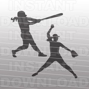 Softball Pitcher SVG File - Softball Hitting SVG - Vector art -Commercial & Personal Use- svg file for Cricut,svg file for Silhouette,Vinyl