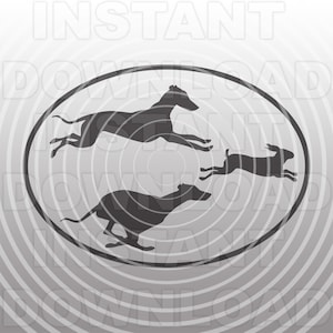 Archivo SVG de whippet, SVG de perro de caza, SVG de conejo de caza, SVG de whippet corriendo (uso comercial y personal), Cricut, silueta, cameo, calcomanía de vinilo