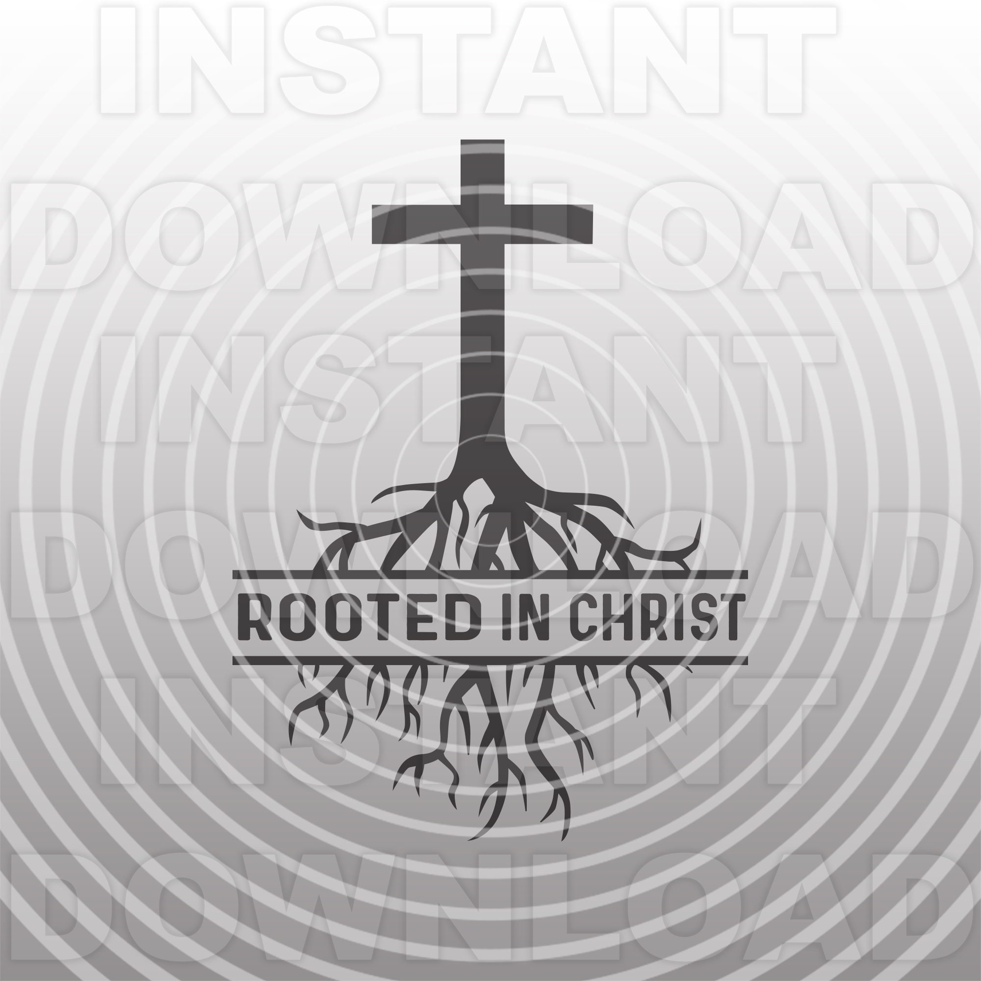 Rooted in Christ Cross With Tree Roots SVG File,church Sunday