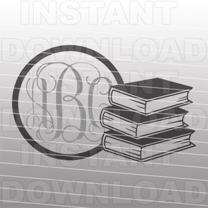 May include: A black and white monogram in a circle with three stacked books. The monogram is "JBC".