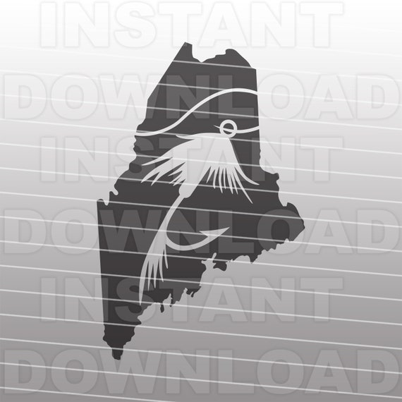 Download Maine State Fly Fishing Svg File Commercial Personal Use Etsy