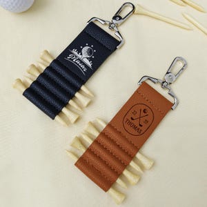Personalized Leather Golf Bag Tag with Tees, Leather Golf Tee Holder, Personalized Golf Tee Holder, Custom Golf Accessories, Groomsmen Gifts
