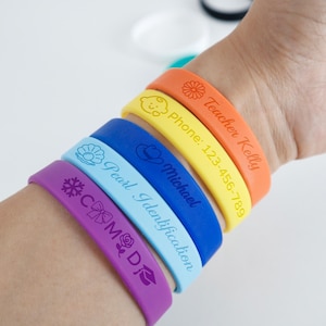 Custom Waterproof Bracelet, Personalized Silicone Wristbands,Emergency Contact Wristband,Medical ID Tags,Bracelet, Silicone Wristbands