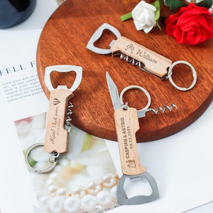 Custom Keychain Bottle Opener, Custom Wine Bottle Openers, Wedding Gifts, Personalized wine cork screws, Gift for Him